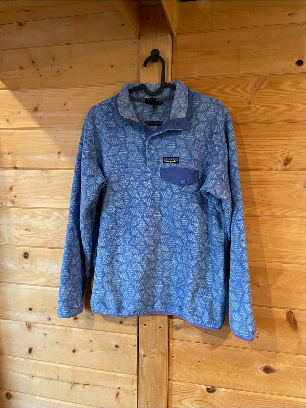 Vintage Patagonia Blue Patterned Synchilla Snap-T Fleece Pullover - women